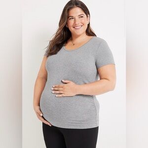 Maurices Heather Gray Solid Scoop Neck Maternity T-Shirt